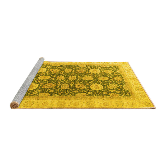 Sideview of Machine Washable Oriental Yellow Modern Rug, wshabs4195yw
