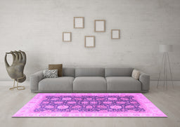 Machine Washable Oriental Purple Modern Area Rugs in a Living Room, wshabs4195pur