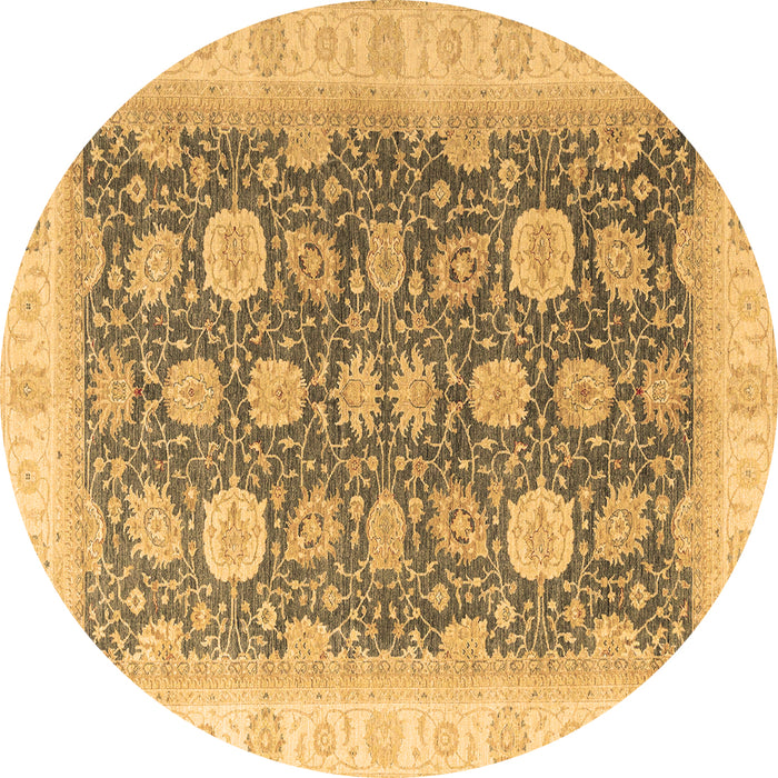 Round Machine Washable Oriental Brown Modern Rug, wshabs4195brn