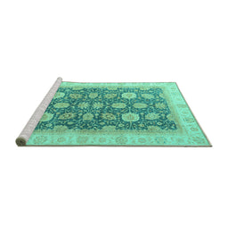 Sideview of Machine Washable Oriental Turquoise Modern Area Rugs, wshabs4195turq
