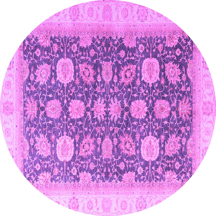 Round Machine Washable Oriental Purple Modern Area Rugs, wshabs4195pur