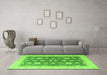 Machine Washable Oriental Green Modern Area Rugs in a Living Room,, wshabs4195grn