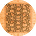 Round Machine Washable Oriental Orange Modern Area Rugs, wshabs4195org