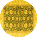 Round Oriental Yellow Modern Rug, abs4195yw