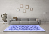 Machine Washable Oriental Blue Modern Rug, wshabs4195blu