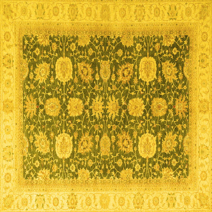 Square Machine Washable Oriental Yellow Modern Rug, wshabs4195yw