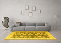 Machine Washable Oriental Yellow Modern Rug, wshabs4195yw