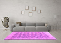 Machine Washable Oriental Purple Modern Area Rugs in a Living Room, wshabs4196pur