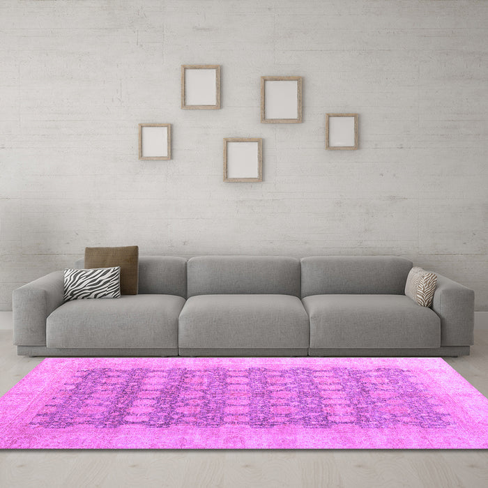 Machine Washable Oriental Purple Modern Area Rugs in a Living Room, wshabs4196pur