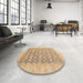 Round Machine Washable Abstract Yellow Rug in a Office, wshabs4196