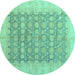 Round Oriental Turquoise Modern Rug, abs4196turq