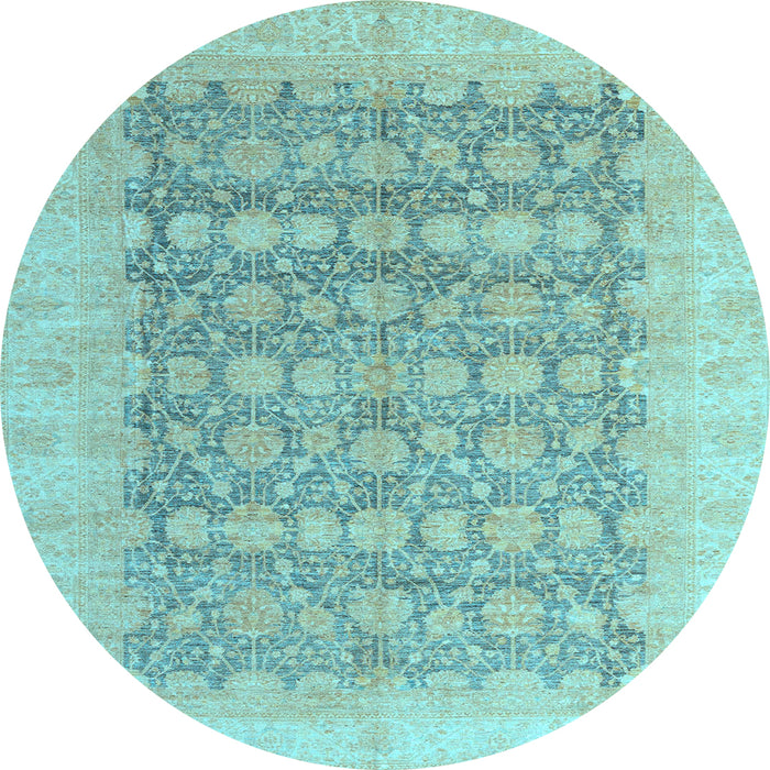 Round Oriental Light Blue Modern Rug, abs4196lblu