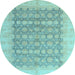 Round Oriental Light Blue Modern Rug, abs4196lblu