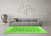 Machine Washable Oriental Green Modern Rug, wshabs4196grn