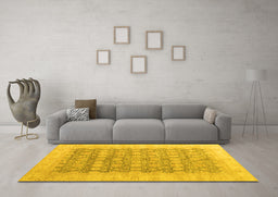 Machine Washable Oriental Yellow Modern Rug in a Living Room, wshabs4196yw