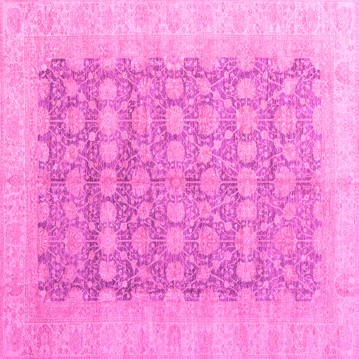 Square Machine Washable Oriental Pink Modern Rug, wshabs4196pnk