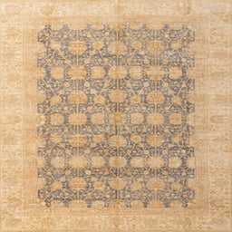 Square Machine Washable Abstract Yellow Rug, wshabs4196