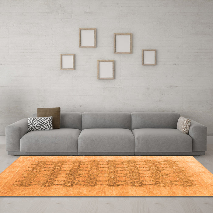 Machine Washable Oriental Orange Modern Area Rugs in a Living Room, wshabs4196org