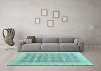 Machine Washable Oriental Light Blue Modern Rug, wshabs4196lblu