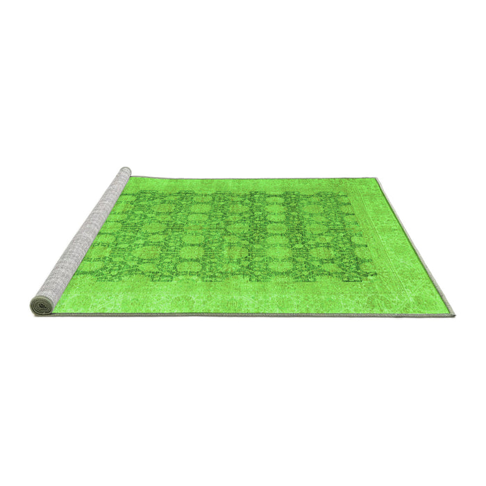 Sideview of Machine Washable Oriental Green Modern Area Rugs, wshabs4196grn