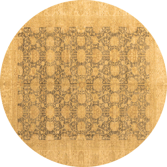 Round Machine Washable Oriental Brown Modern Rug, wshabs4196brn