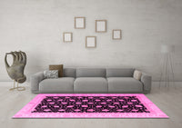 Machine Washable Oriental Pink Modern Rug, wshabs4197pnk