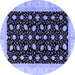 Round Machine Washable Oriental Blue Modern Rug, wshabs4197blu