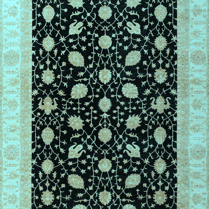 Machine Washable Oriental Light Blue Modern Rug, wshabs4197lblu