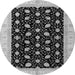 Round Machine Washable Oriental Gray Modern Rug, wshabs4197gry