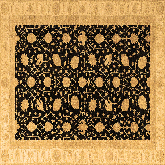 Square Machine Washable Oriental Brown Modern Rug, wshabs4197brn
