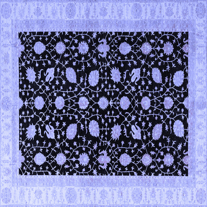 Square Machine Washable Oriental Blue Modern Rug, wshabs4197blu