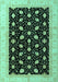 Machine Washable Oriental Turquoise Modern Area Rugs, wshabs4197turq