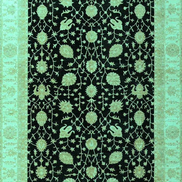 Machine Washable Oriental Turquoise Modern Area Rugs, wshabs4197turq