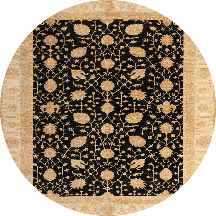 Round Machine Washable Abstract Bakers Brown Rug, wshabs4197