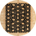 Round Machine Washable Abstract Bakers Brown Rug, wshabs4197