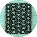 Round Machine Washable Oriental Light Blue Modern Rug, wshabs4197lblu