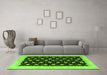 Machine Washable Oriental Green Modern Area Rugs in a Living Room,, wshabs4197grn