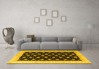 Machine Washable Oriental Yellow Modern Rug, wshabs4197yw