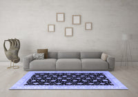 Machine Washable Oriental Blue Modern Rug, wshabs4197blu