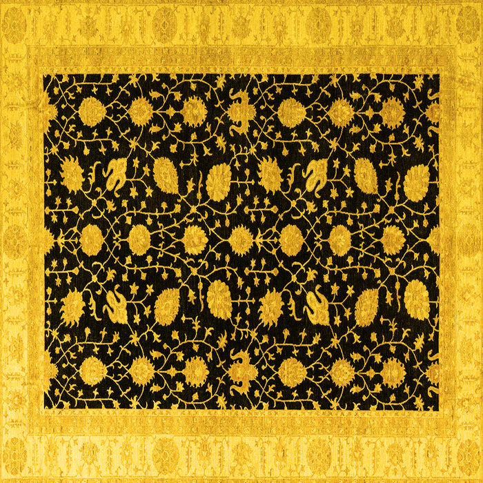 Square Machine Washable Oriental Yellow Modern Rug, wshabs4197yw