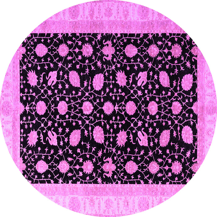 Round Machine Washable Oriental Purple Modern Area Rugs, wshabs4197pur