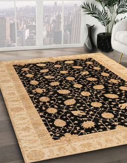 Machine Washable Abstract Bakers Brown Rug in a Family Room, wshabs4197