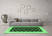 Machine Washable Oriental Emerald Green Modern Area Rugs in a Living Room,, wshabs4197emgrn