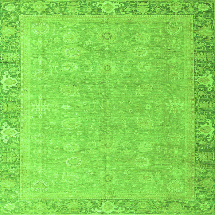 Square Machine Washable Oriental Green Modern Area Rugs, wshabs4198grn