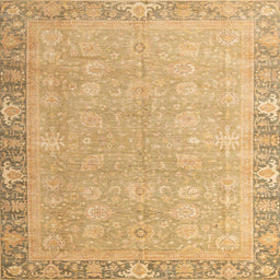 Square Machine Washable Abstract Orange Rug, wshabs4198