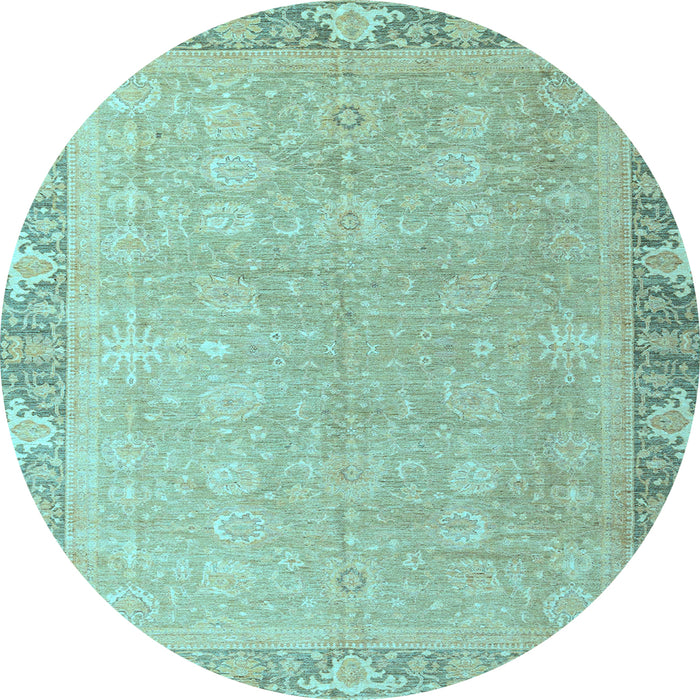 Round Oriental Light Blue Modern Rug, abs4198lblu