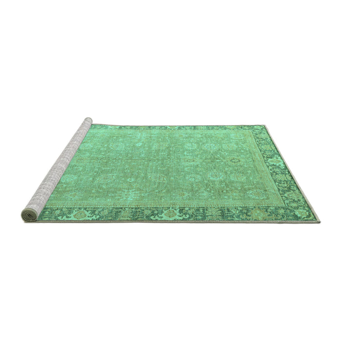 Sideview of Machine Washable Oriental Turquoise Modern Area Rugs, wshabs4198turq