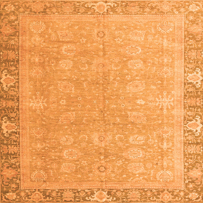 Square Machine Washable Oriental Orange Modern Area Rugs, wshabs4198org