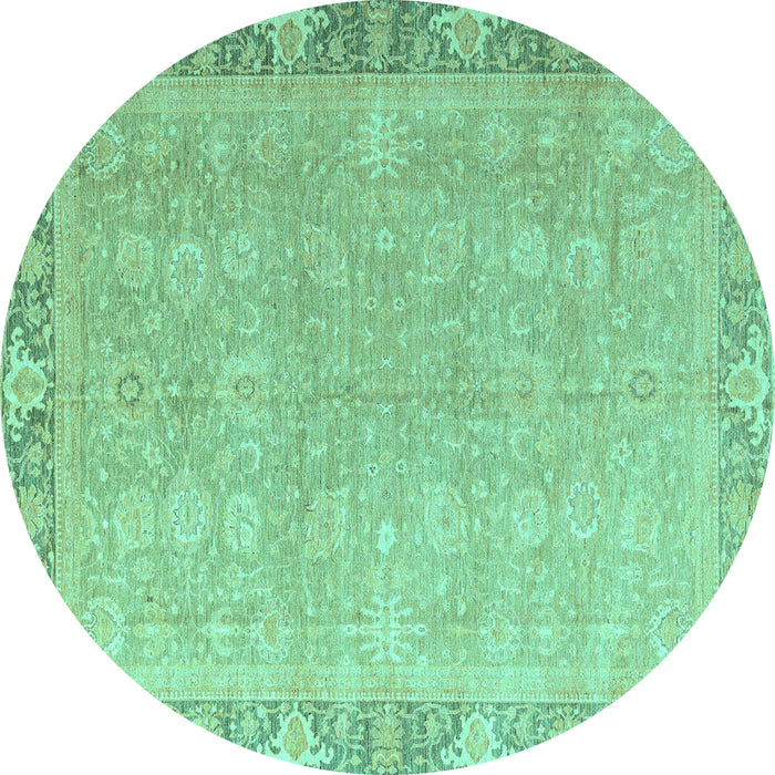 Round Oriental Turquoise Modern Rug, abs4198turq