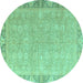 Round Oriental Turquoise Modern Rug, abs4198turq